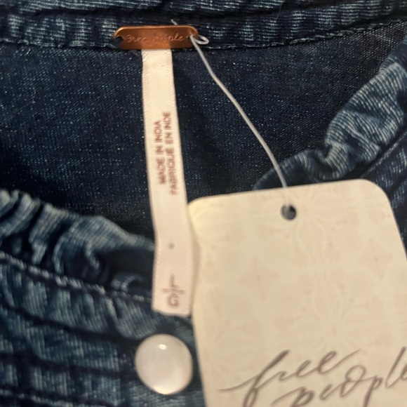 Free People Dark Blue Button-Up Top - Picture 6 of 6
